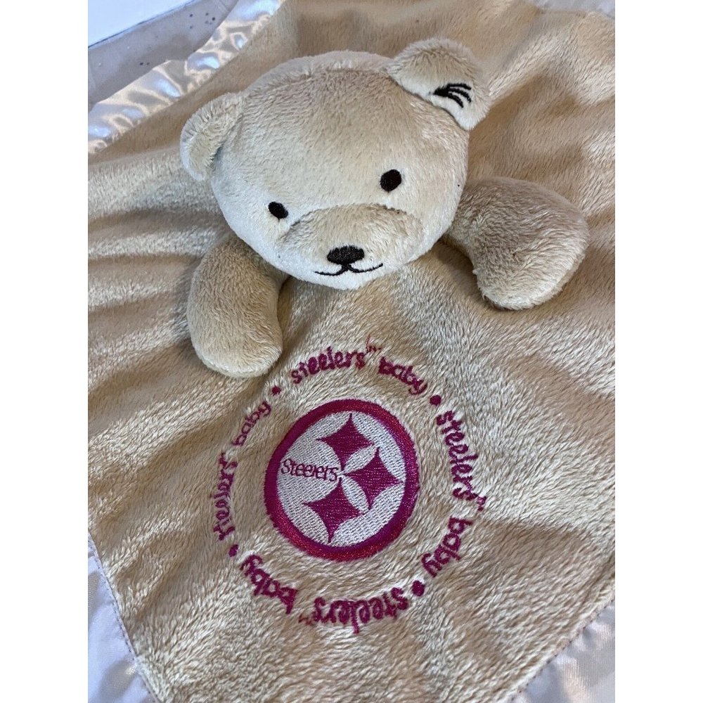 Baby Fanatic NFL Pittsburg Steelers Lovey Security Blanket Plush Bear 13" x 13"